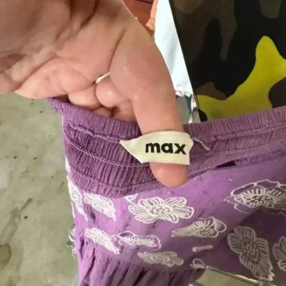 High Low Adjustable Purple Tank Dress with White Embroidery - Picture 6 of 7